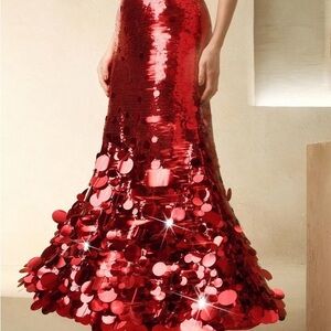 SHEIN Dazzling Red Sequin Maxi Skirt